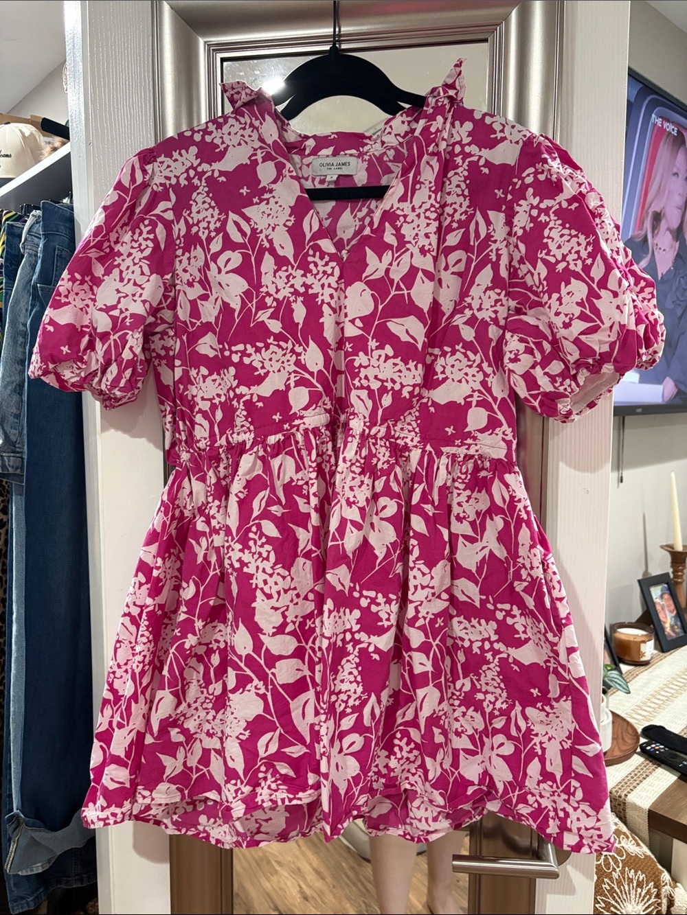 Women’s Pink Floral Short-Sleeve Casual Dress